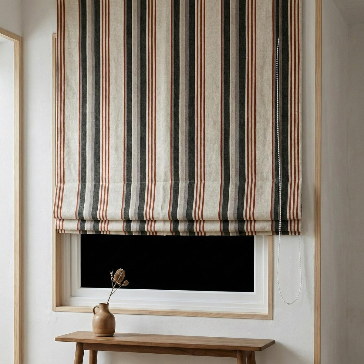 Farmhouse Ticking Stripe Linen Roman Shade, Custom Made Window Blind — image 4