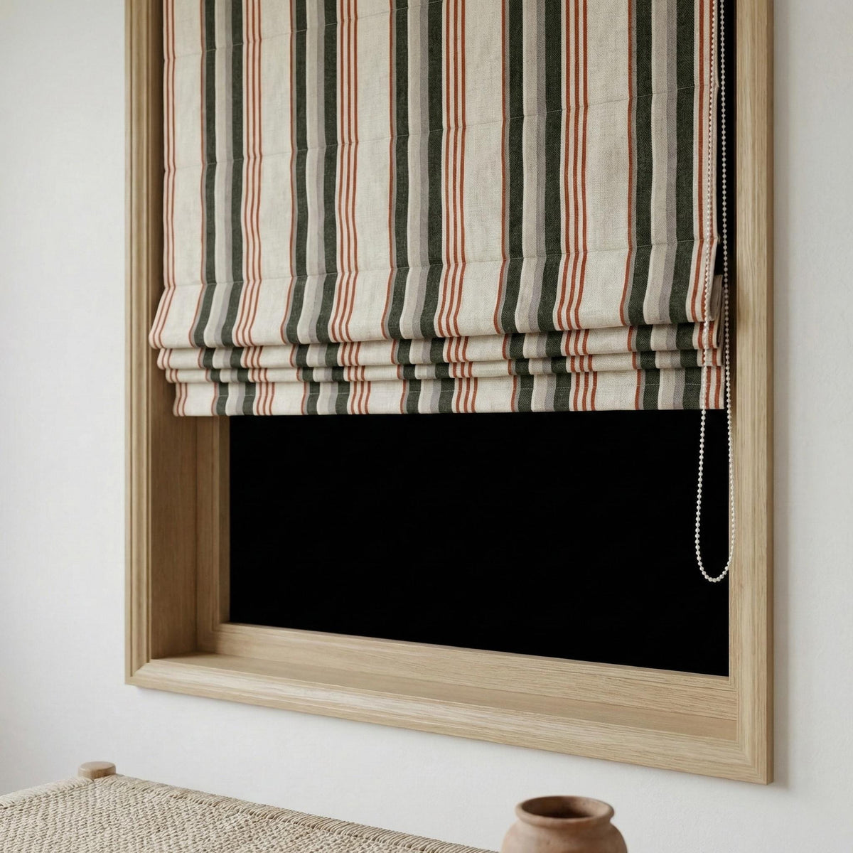 Farmhouse Ticking Stripe Linen Roman Shade, Custom Made Window Blind — image 9