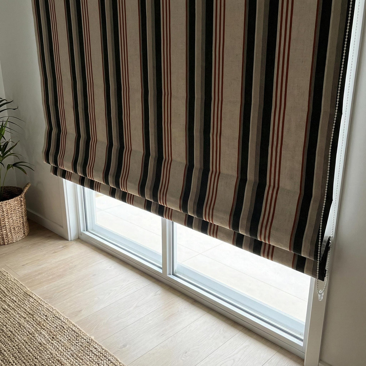 Farmhouse Ticking Stripe Linen Roman Shade, Custom Made Window Blind — image 7