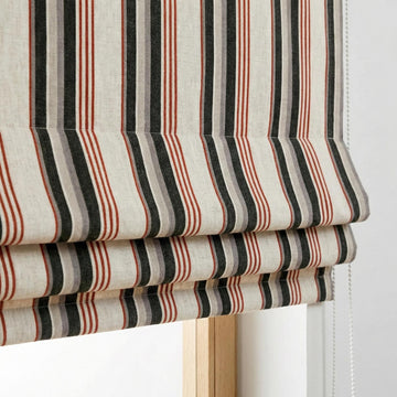 Farmhouse Ticking Stripe Linen Roman Shade, Custom Made Window Blind — image 1