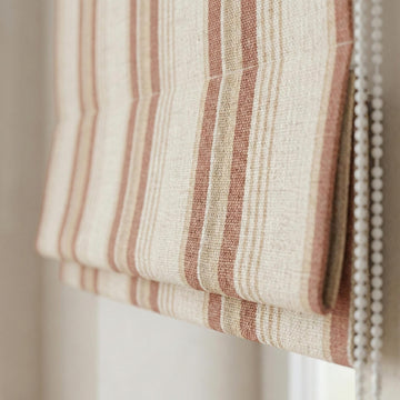 Neutral Farmhouse Ticking Stripe Linen Roman Shade, Custom Made Window Blind — image 1