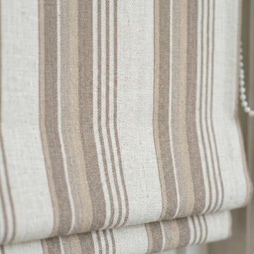 Roman Shade in Taupe Beige Stripe - Organic Linen Blackout, Made to Measure — image 1