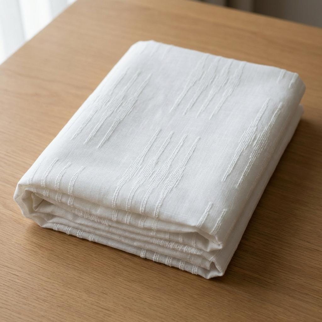 Embroidered Linen Sheer Curtains, Textured Stripe, Custom Size — image 5