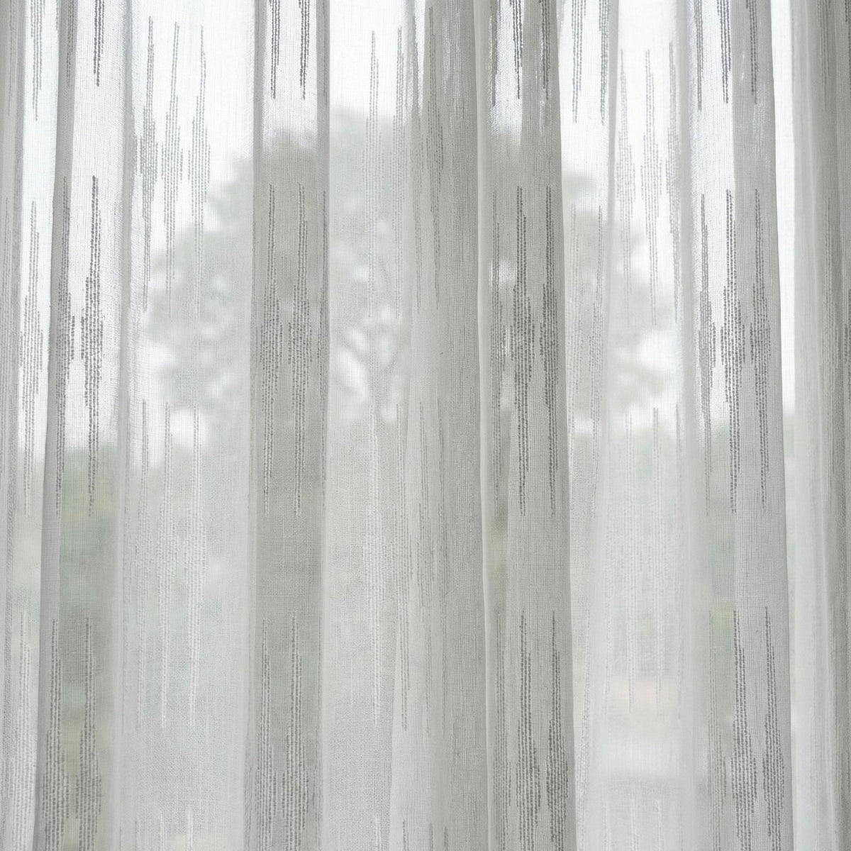 Embroidered Linen Sheer Curtains, Textured Stripe, Custom Size — image 9