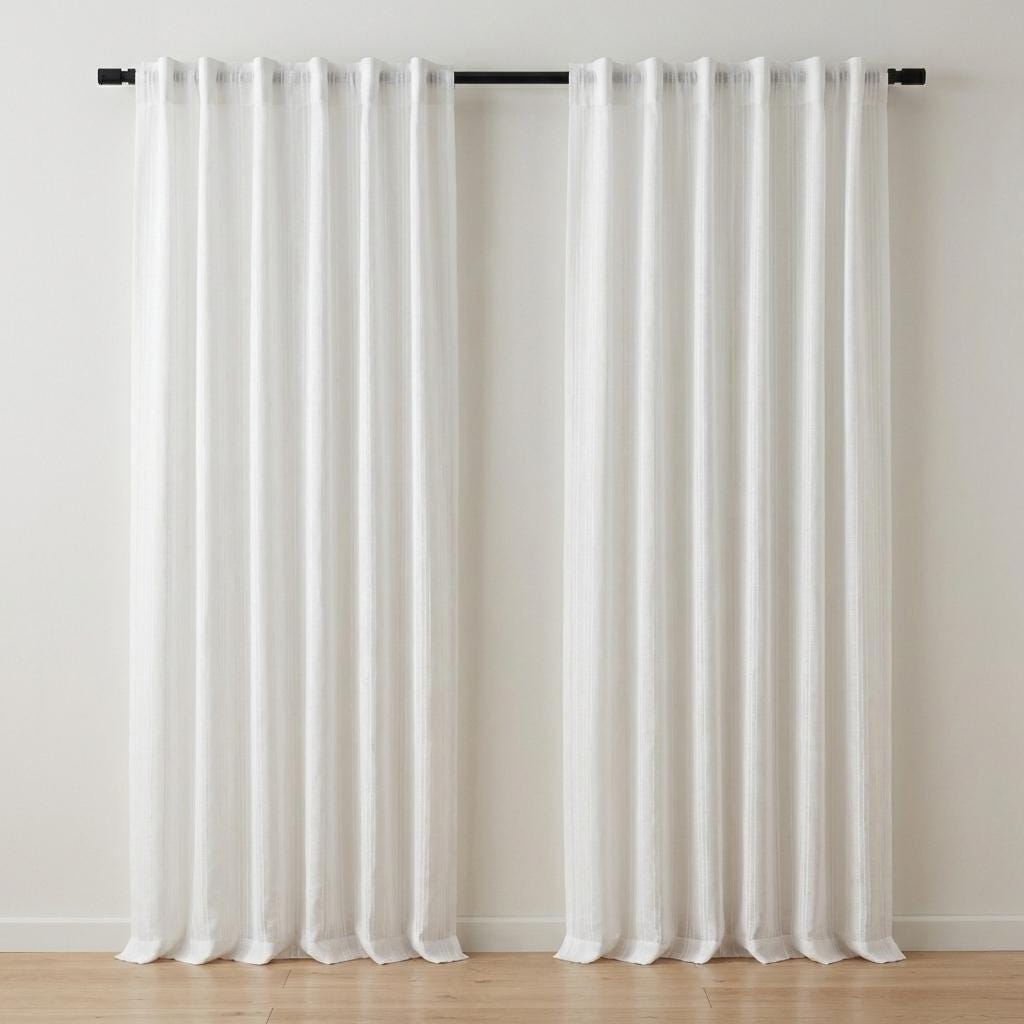 Embroidered Linen Sheer Curtain, Textured Stripe, Custom Size — image 10