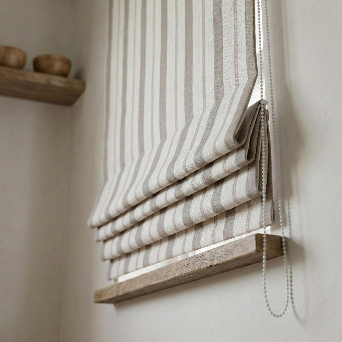 Roman Shade: Pure Linen with Farmhouse Stripes (Blackout or Cotton Liner) — image 3