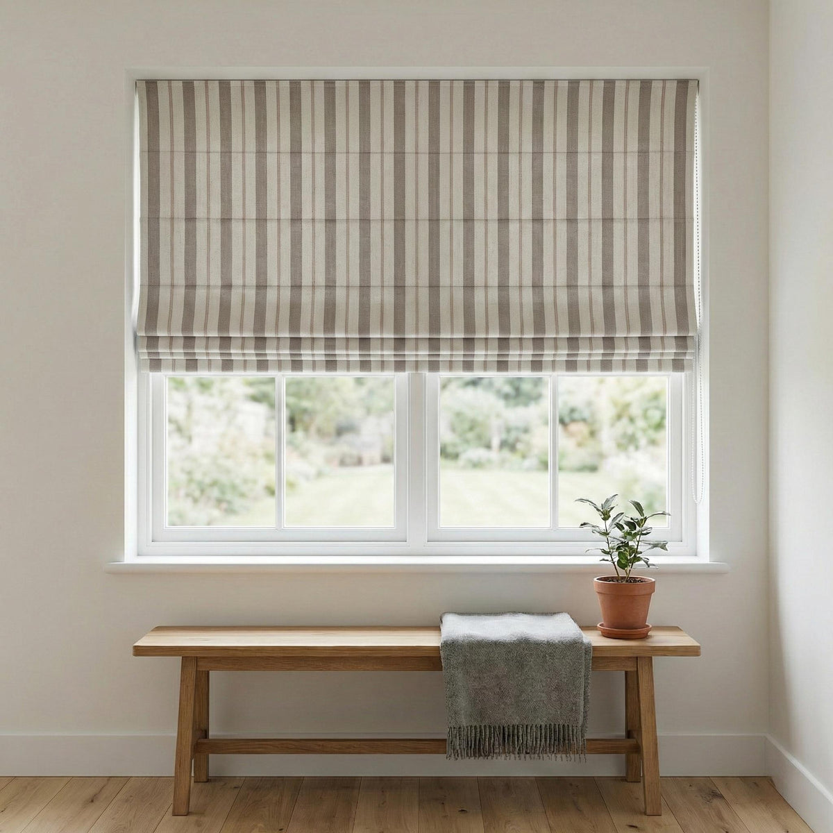 Roman Shade: Pure Linen with Farmhouse Stripes (Blackout or Cotton Liner) — image 7