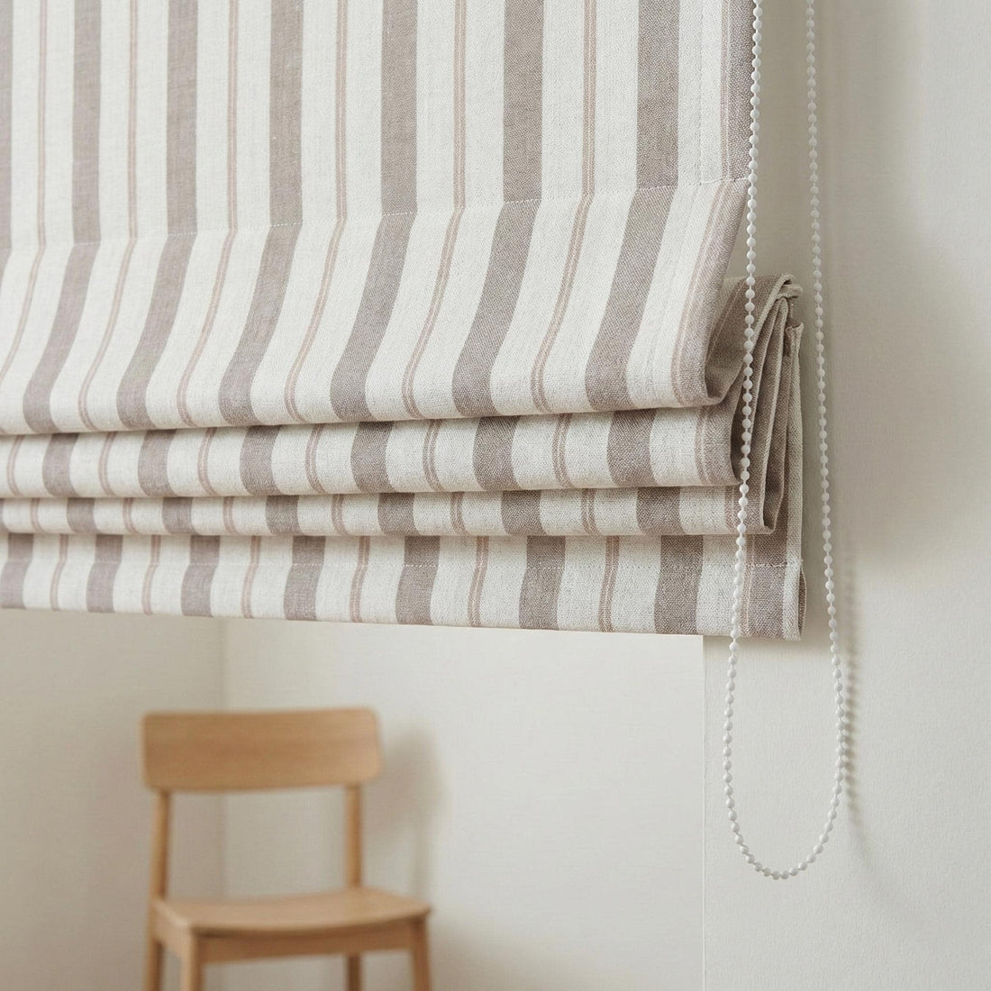 Roman Shade: Pure Linen with Farmhouse Stripes (Blackout or Cotton Liner) — image 1