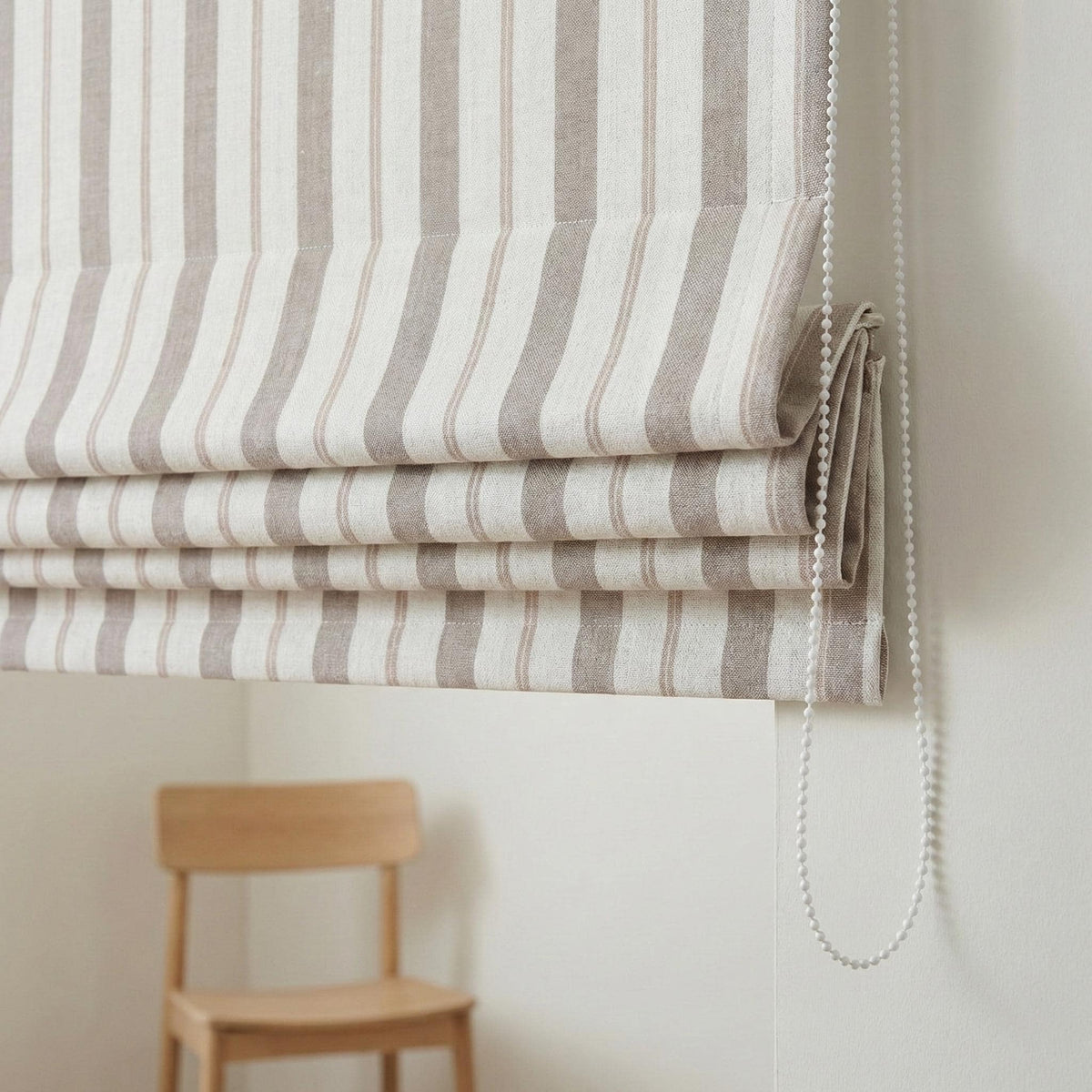 Roman Shade: Pure Linen with Farmhouse Stripes (Blackout or Cotton Liner) — image 1