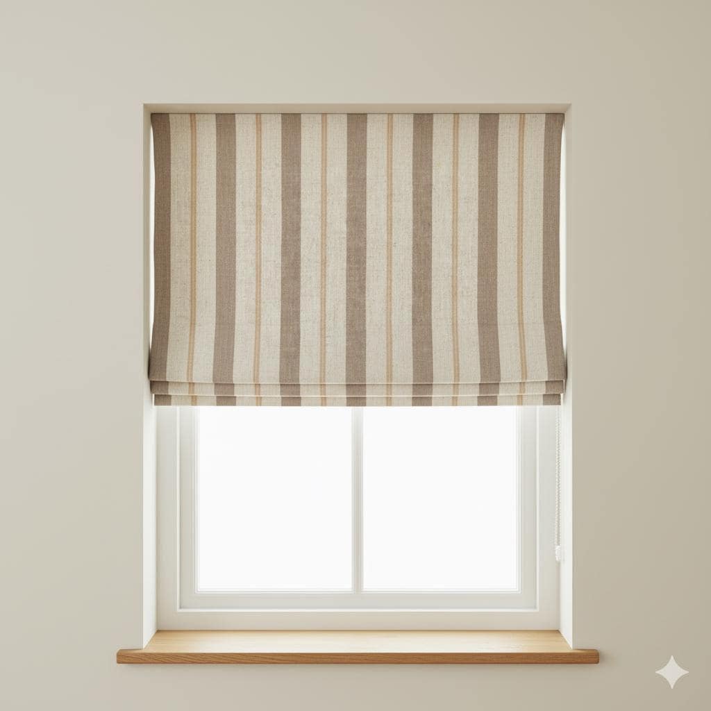 Roman Shades: Linen with Farmhouse Stripes (Blackout or Cotton Liner) — image 1
