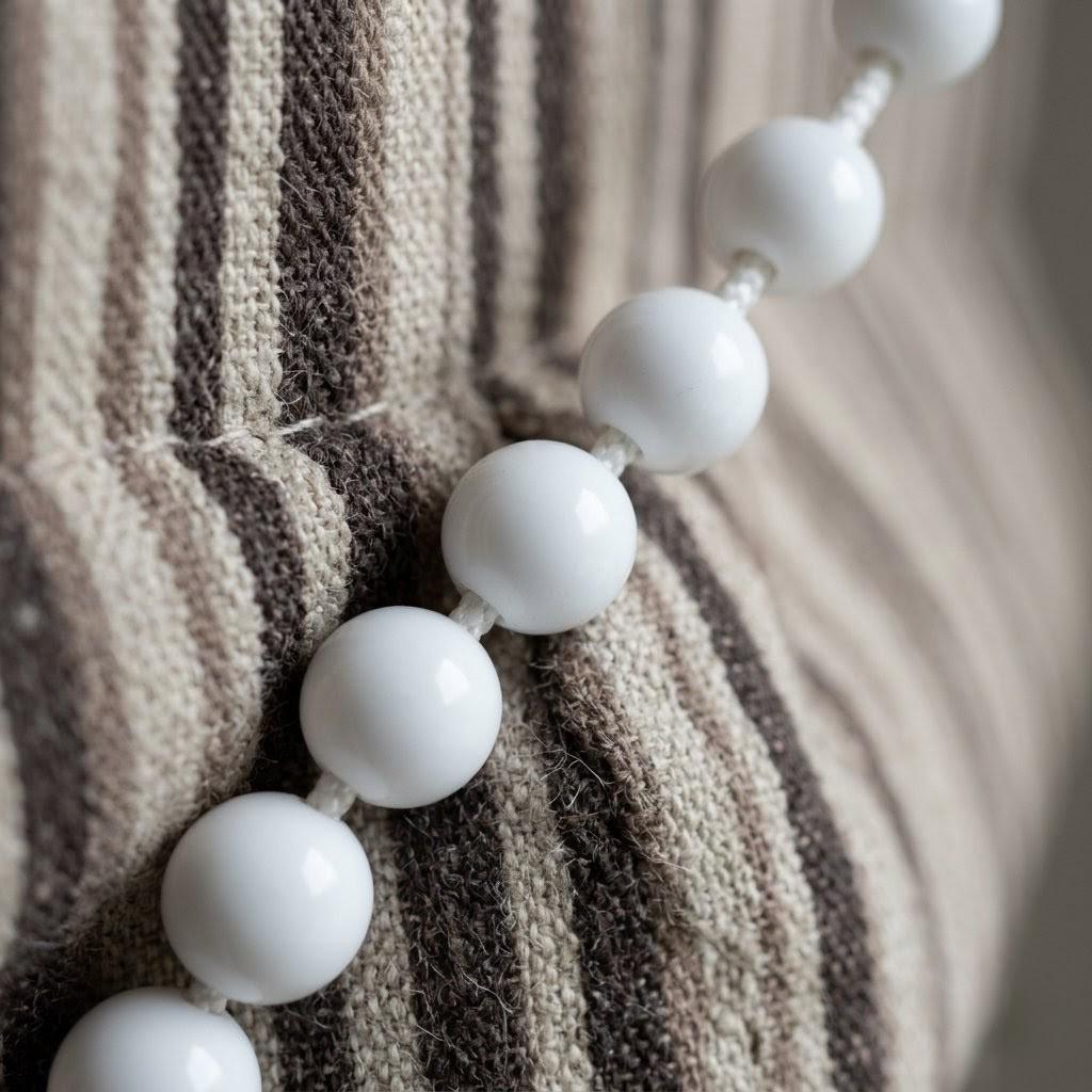Custom Striped Linen Roman Shades, Espresso Brown Tan Farmhouse Window Treatments (Blackout/Light Filtering) — image 8