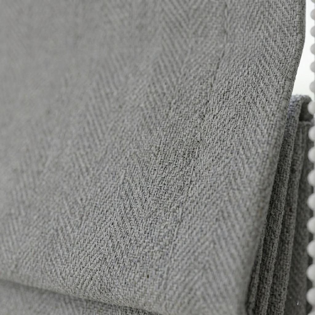 Light Grey Herringbone Linen Roman Shade, Custom Corded Window Blind (Light Filtering or Blackout) — image 1