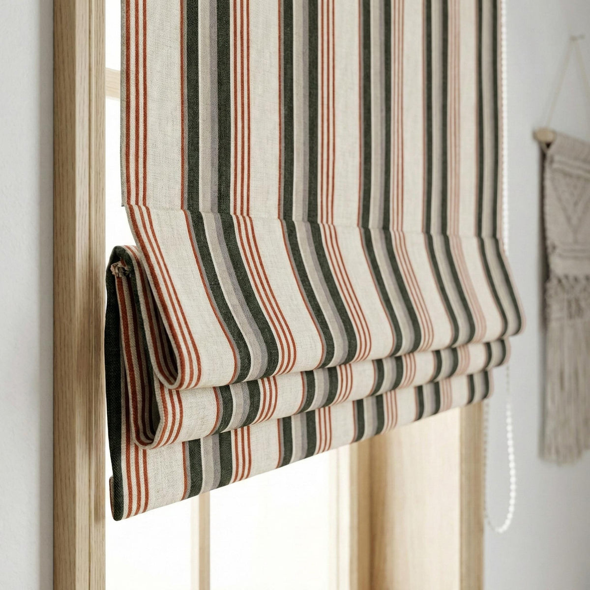 Farmhouse Ticking Stripe Linen Roman Shade, Custom Made Window Blind — image 5