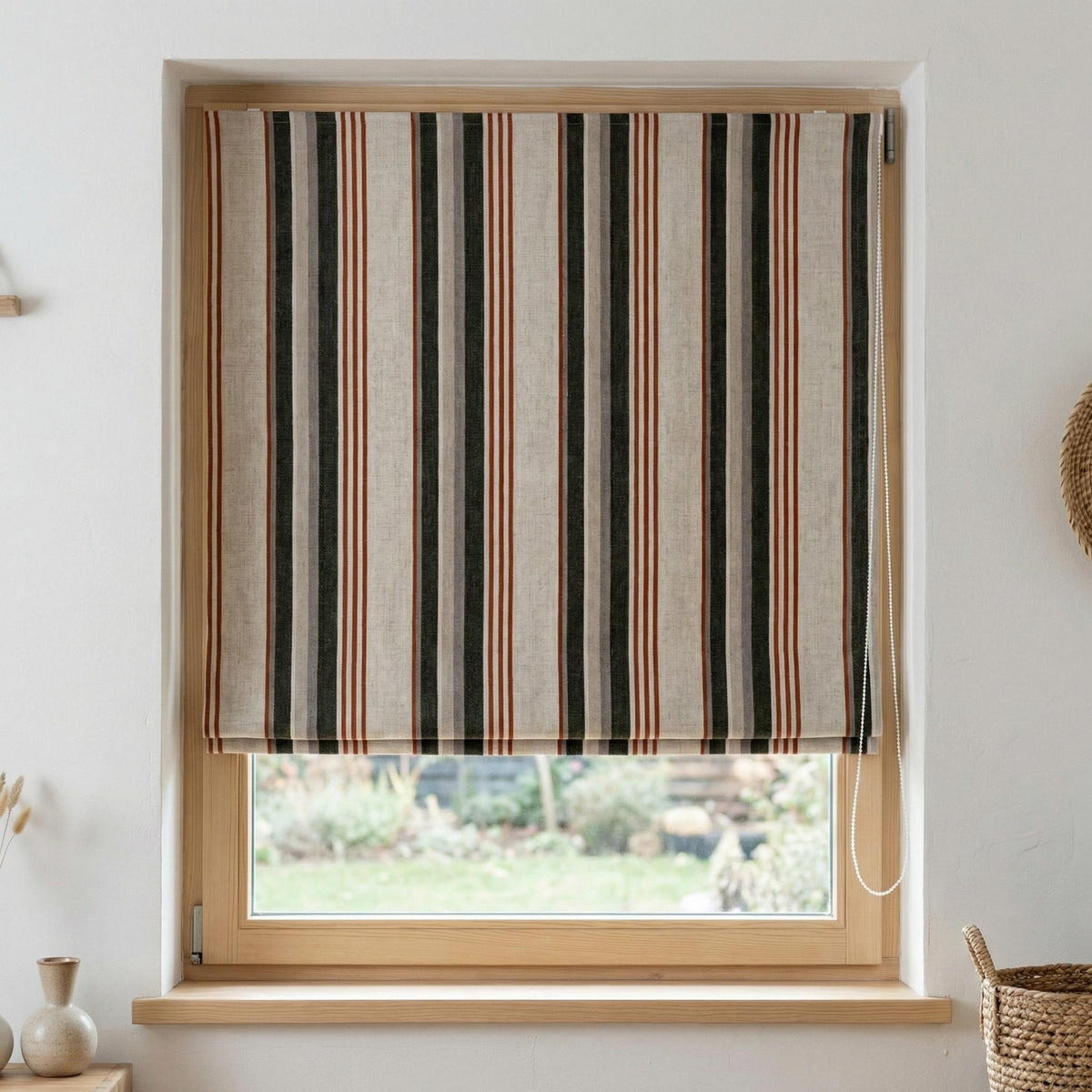 Farmhouse Ticking Stripe Linen Roman Shade, Custom Made Window Blind — image 8