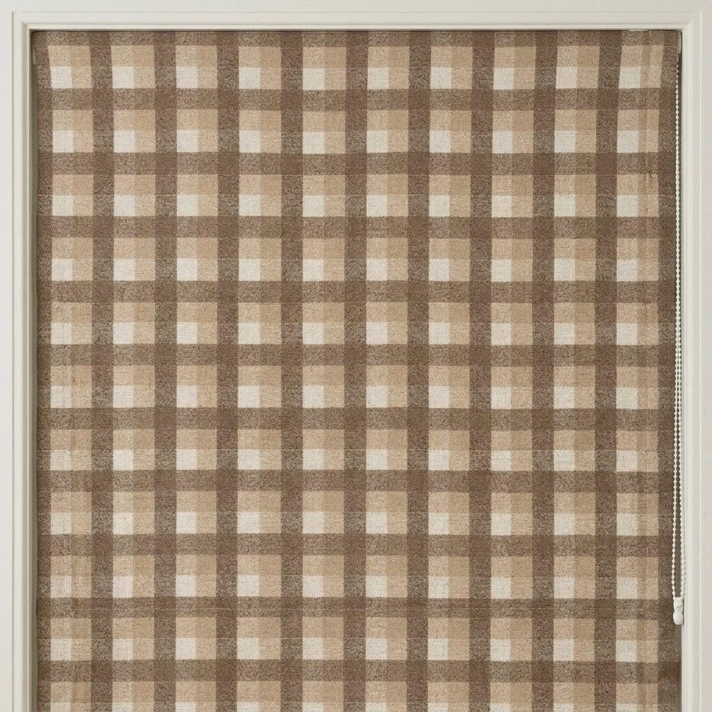 Custom Linen Plaid Roman Shades: Farmhouse Check Window Blinds (Light Filtering or Blackout) — image 6