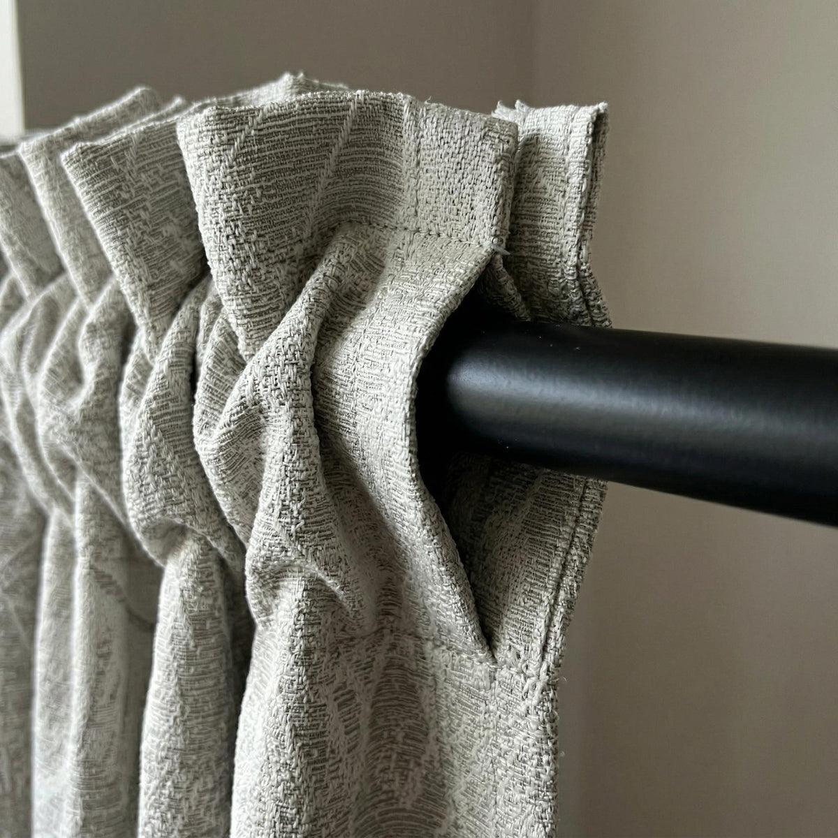 Oatmeal Linen Jacquard Leaf Curtains: Botanical Woven Botanical Window Panels — image 6