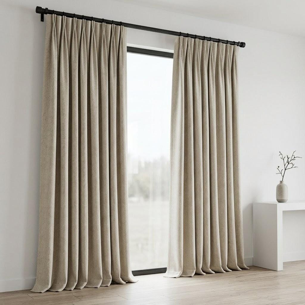 Oatmeal Herringbone Linen Curtains: Heavyweight Chevron Woven Drapes (Custom Size) — image 8