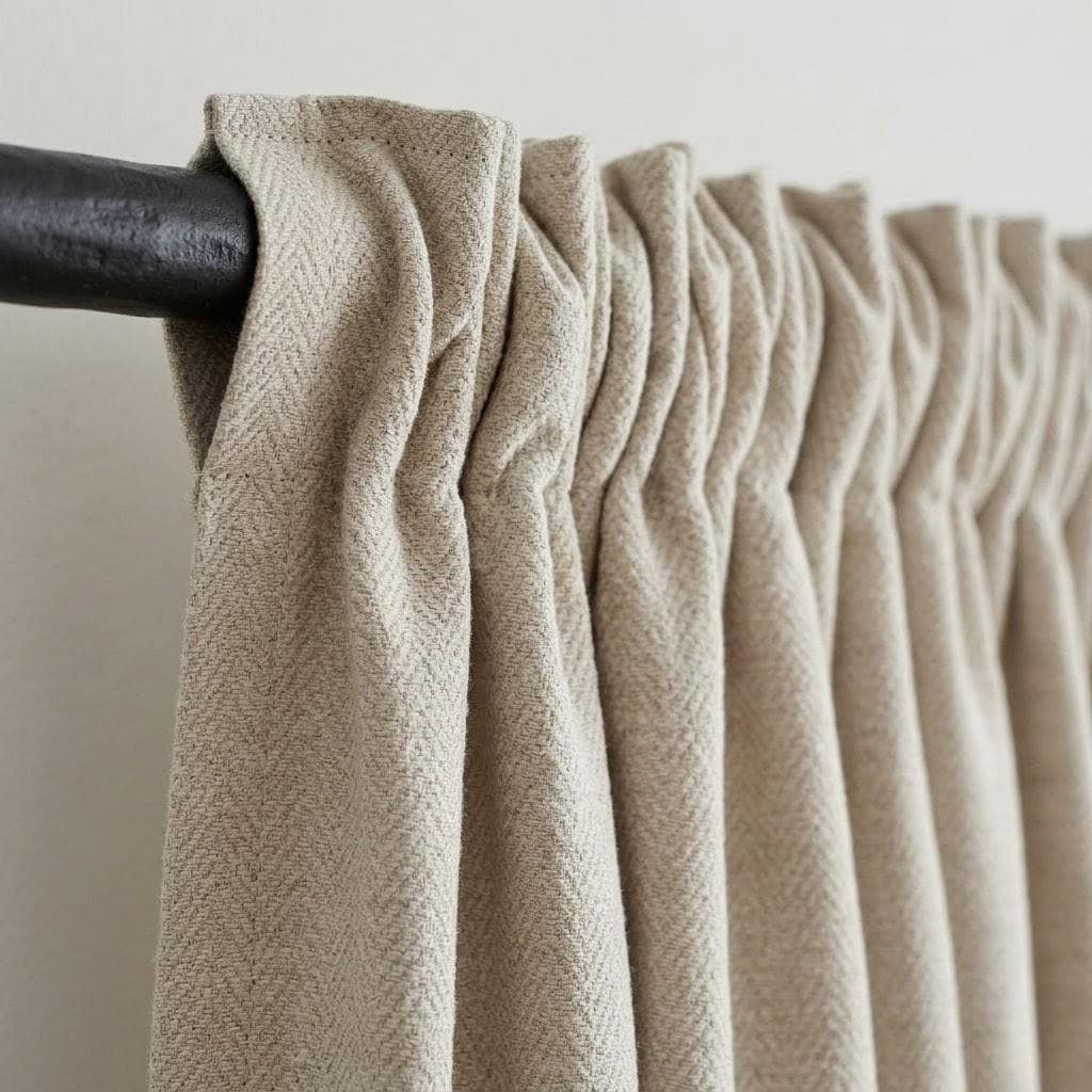 Oatmeal Herringbone Linen Curtains: Heavyweight Chevron Woven Drapes (Custom Size) — image 5