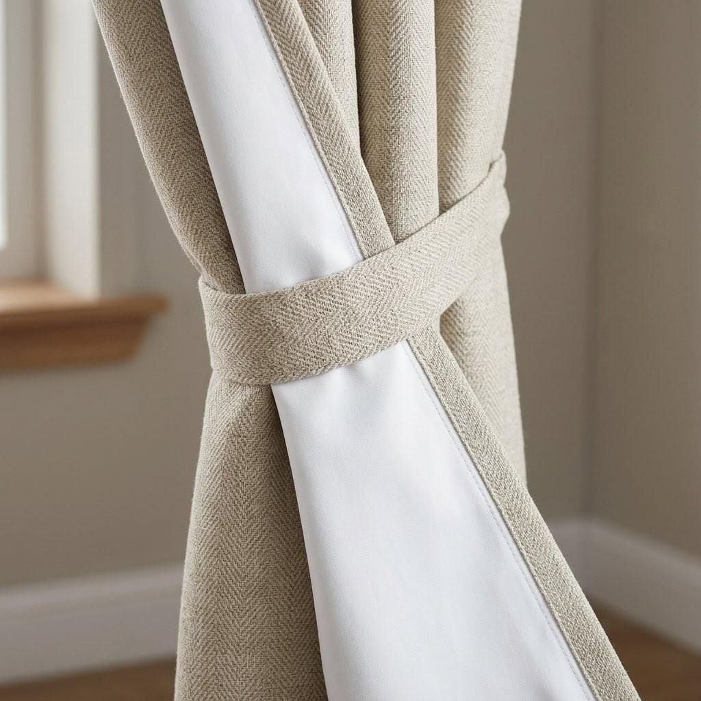 Oatmeal Herringbone Linen Curtains: Heavyweight Chevron Woven Drapes (Custom Size) — image 10