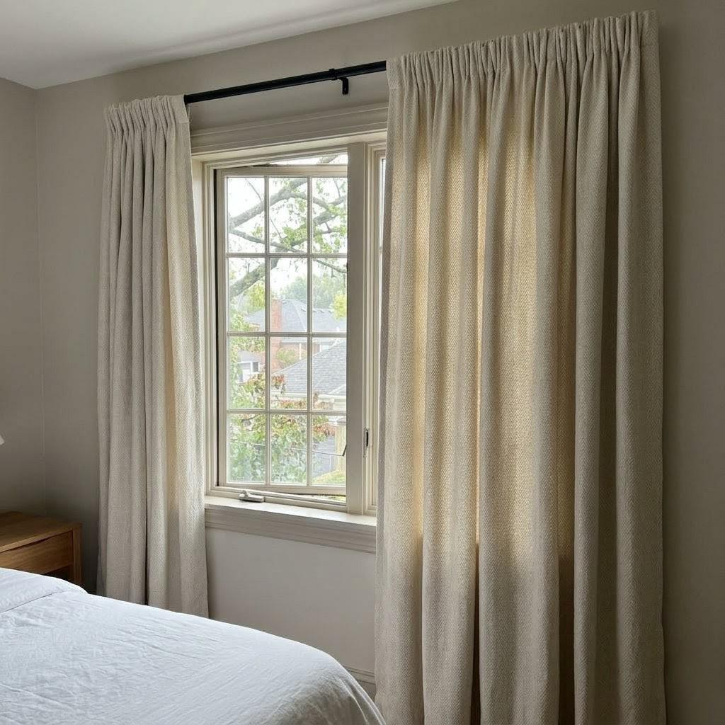 Oatmeal Herringbone Linen Curtains: Heavyweight Chevron Woven Drapes (Custom Size) — image 9