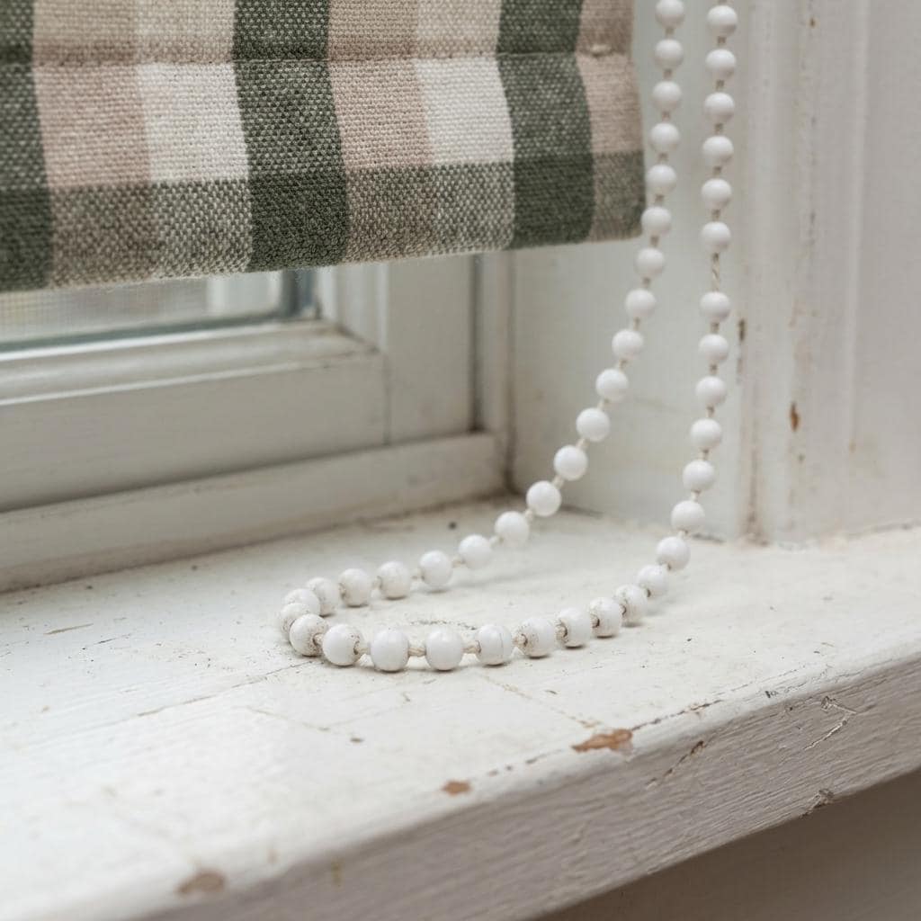 Custom Plaid Linen Roman Shades, Sage Green Beige Farmhouse (Light Filtering or Blackout) — image 9