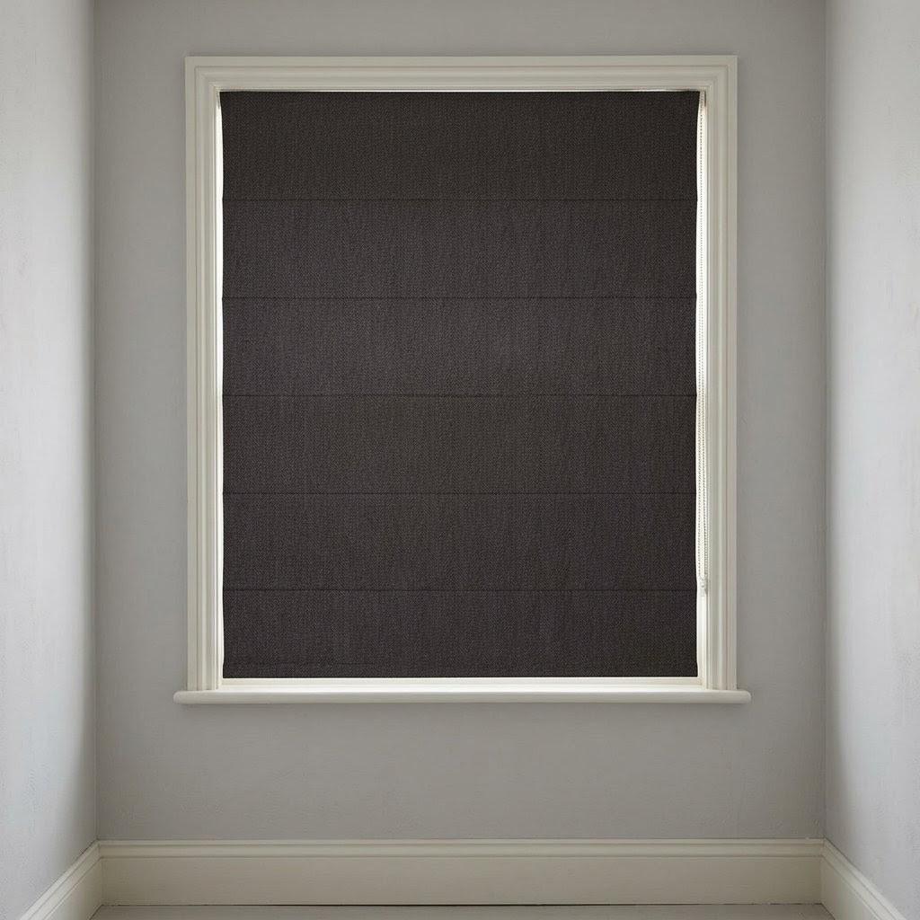 Custom Charcoal Herringbone Linen Roman Shades (Blackout/Light Filtering) OEKO-TEX Window Treatments — image 3