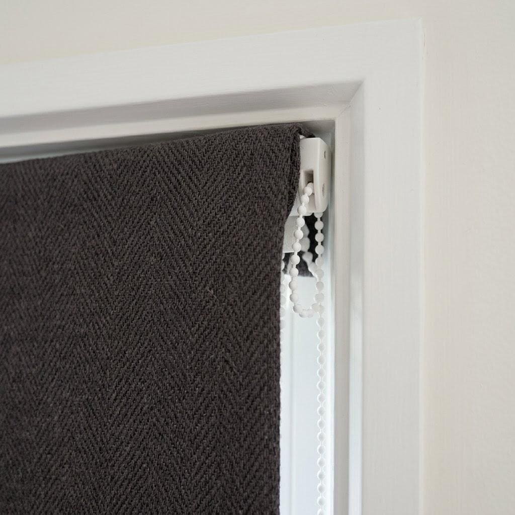 Custom Charcoal Herringbone Linen Roman Shades (Blackout/Light Filtering) OEKO-TEX Window Treatments — image 8