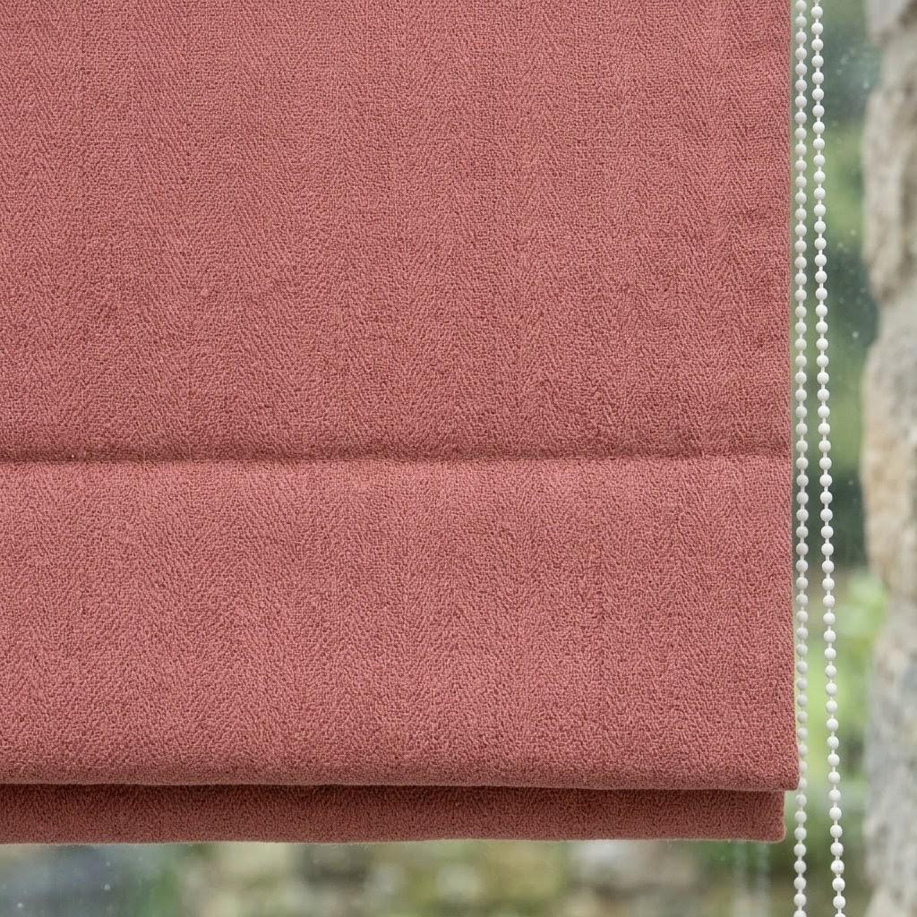 Custom Dusty Rose Herringbone Linen Roman Shades (Blackout/Light Filtering) — image 6