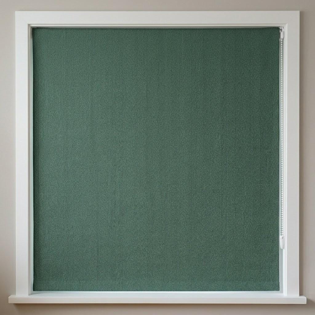 Custom Green Linen Roman Shades: Herringbone, Blackout or Light Filtering Window Blinds — image 3
