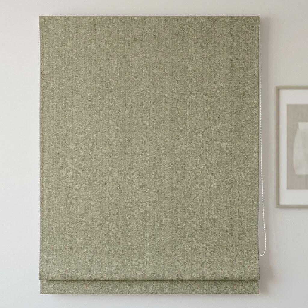 Custom Khaki Beige Herringbone Linen Roman Shades (Made to Measure) — image 4