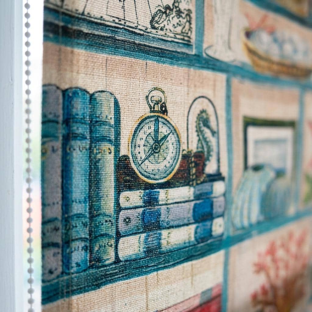Nautical Bookshelf Roman Blinds, Coastal Nursery Linen Window Shade (Custom Blackout) — image 7
