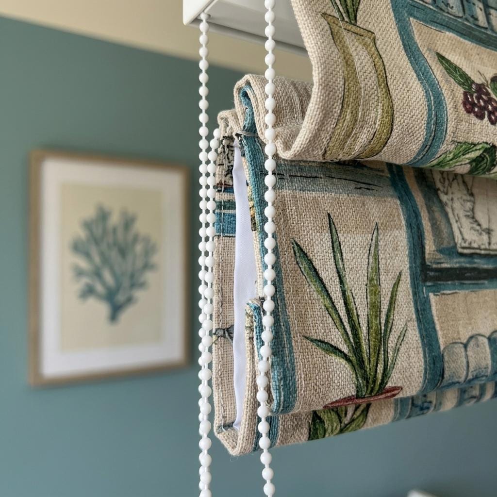Nautical Bookshelf Roman Blinds, Coastal Nursery Linen Window Shade (Custom Blackout) — image 8