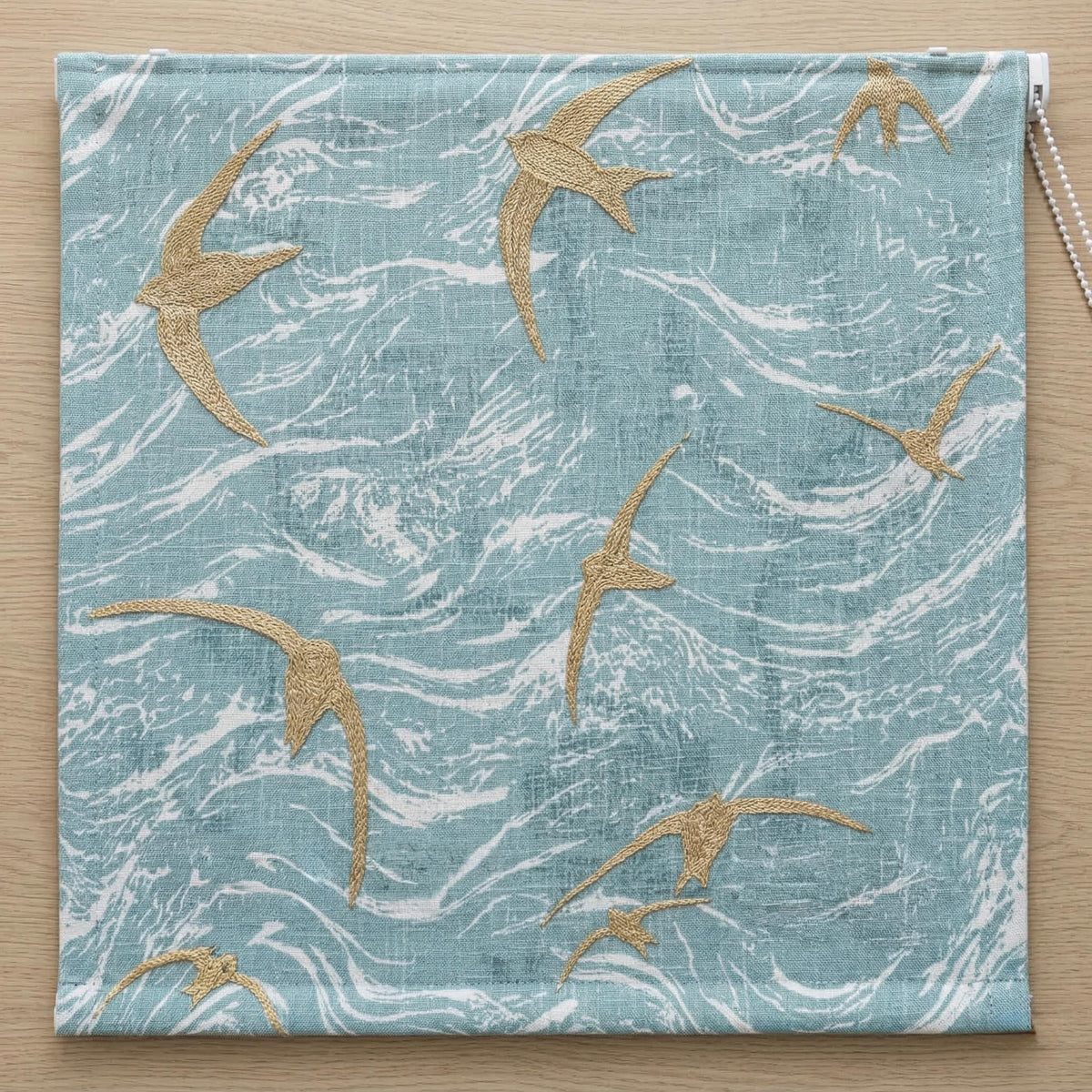 Embroidered Flying Birds Linen Roman Blinds, Coastal Nursery Window Shade (Blackout Option) — image 10