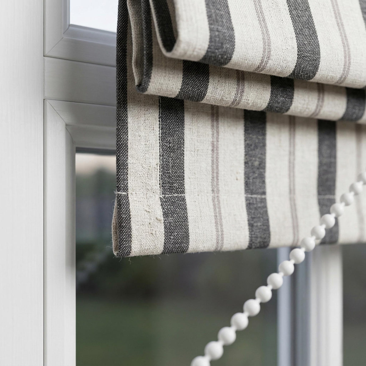Linen Roman Shade - Farmhouse Stripes, Made to Measure, Light-Filtering or Blackout — image 8