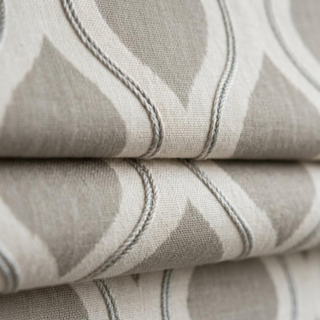 Custom Linen Roman Shades, Grey Ogee Geometric Embroidered Window Blinds (Blackout/Light Filtering) — image 6