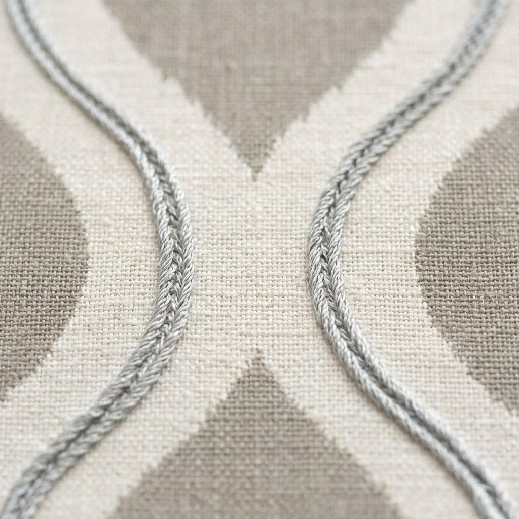 Custom Linen Roman Shades, Grey Ogee Geometric Embroidered Window Blinds (Blackout/Light Filtering) — image 9