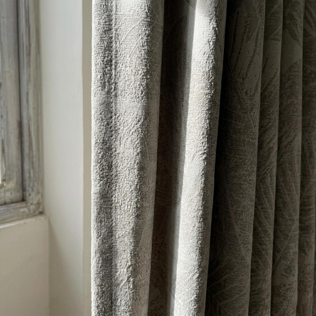 Oatmeal Linen Jacquard Leaf Curtains: Botanical Woven Botanical Window Panels — image 9