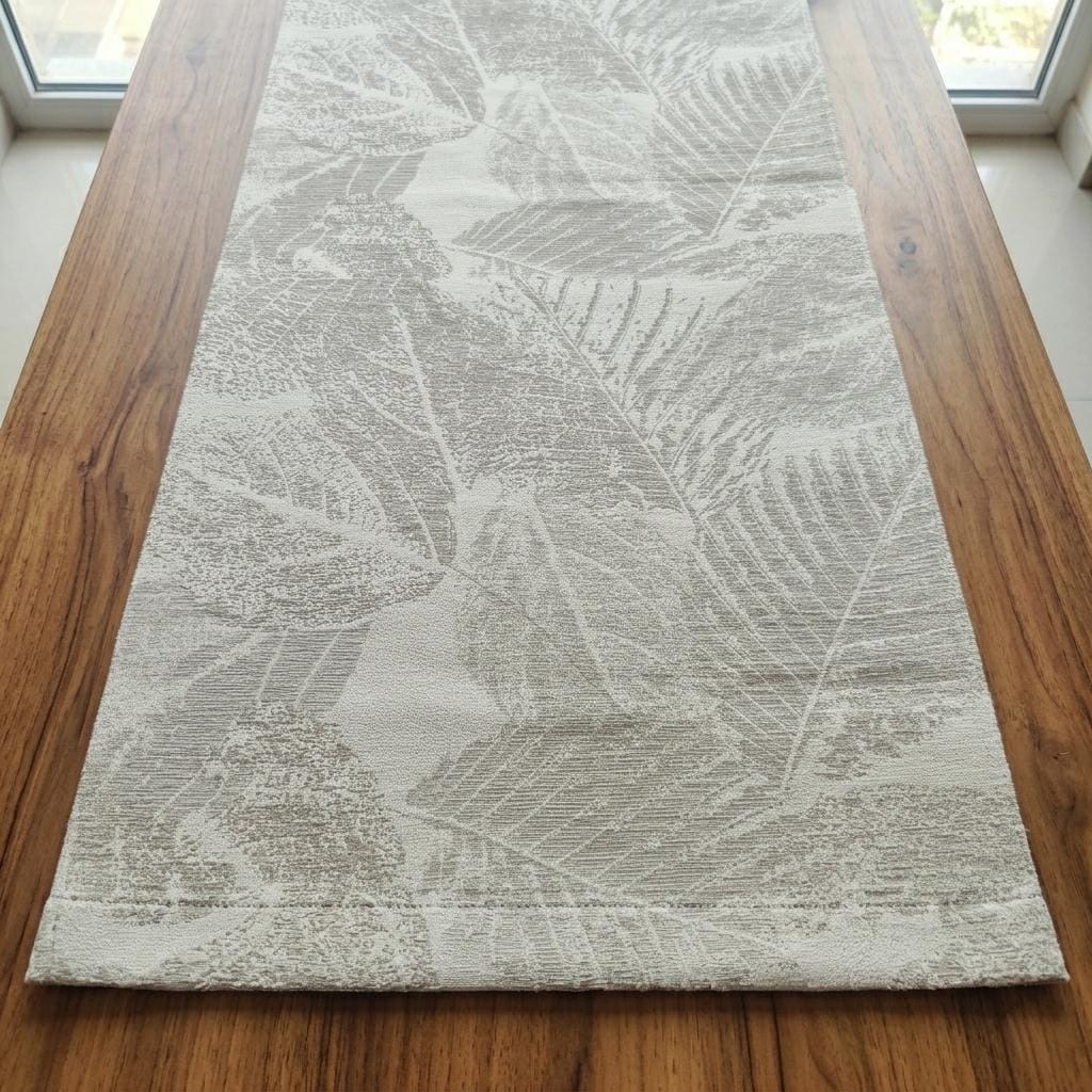 Oatmeal Linen Jacquard Leaf Curtains: Botanical Woven Botanical Window Panels — image 8