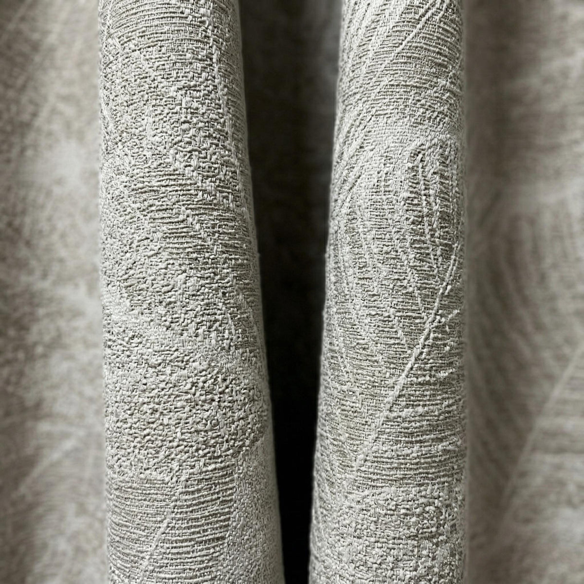 Oatmeal Linen Jacquard Leaf Curtains: Botanical Woven Botanical Window Panels — image 7