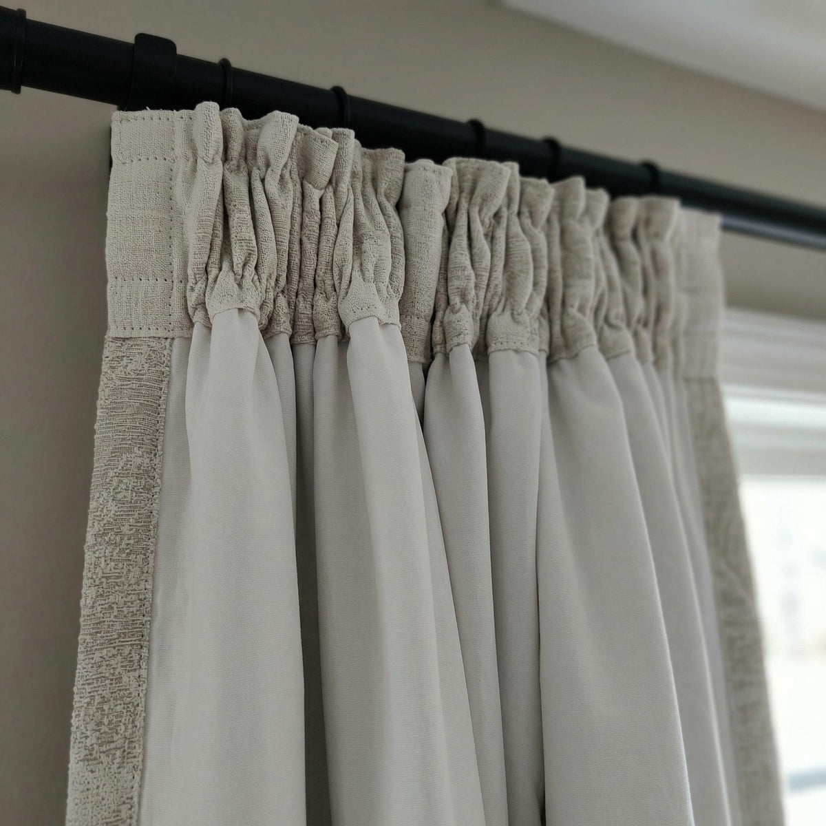 Oatmeal Linen Jacquard Leaf Curtains: Botanical Woven Botanical Window Panels — image 10