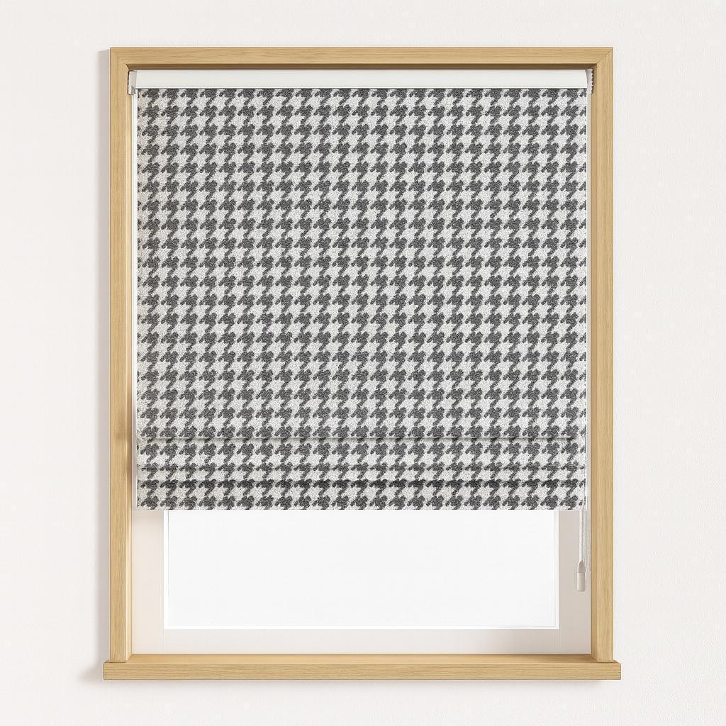 Houndstooth Roman Shade, Organic Cotton (Blackout or Light Filtering Liner) — image 1