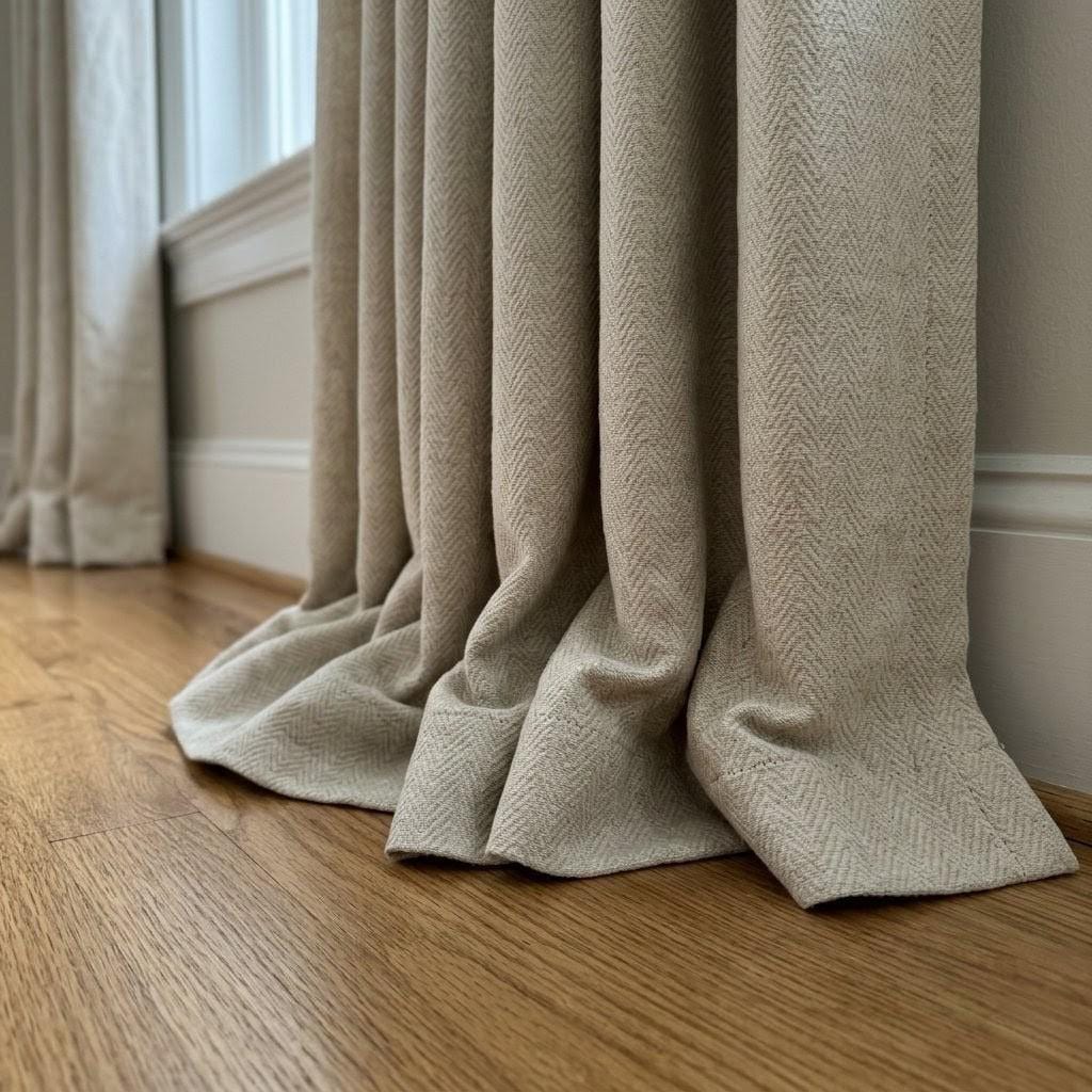 Oatmeal Herringbone Linen Curtains: Heavyweight Chevron Woven Drapes (Custom Size) — image 4