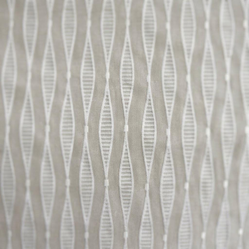 Embroidered Linen Roman Shade, Greige Geometric Window Blind, Custom Light Filtering (Blackout Option) — image 4