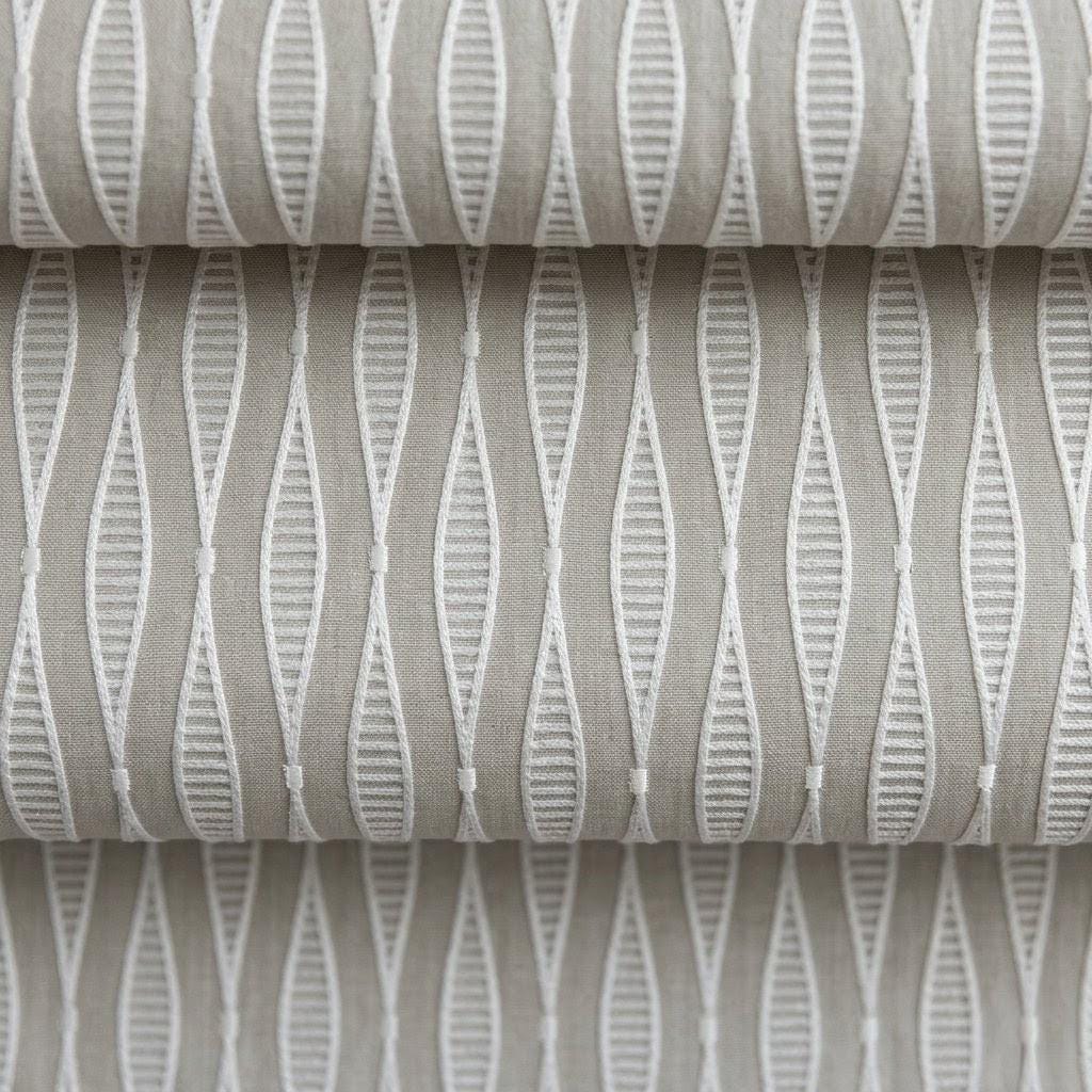 Embroidered Linen Roman Shade, Greige Geometric Window Blind, Custom Light Filtering (Blackout Option) — image 8