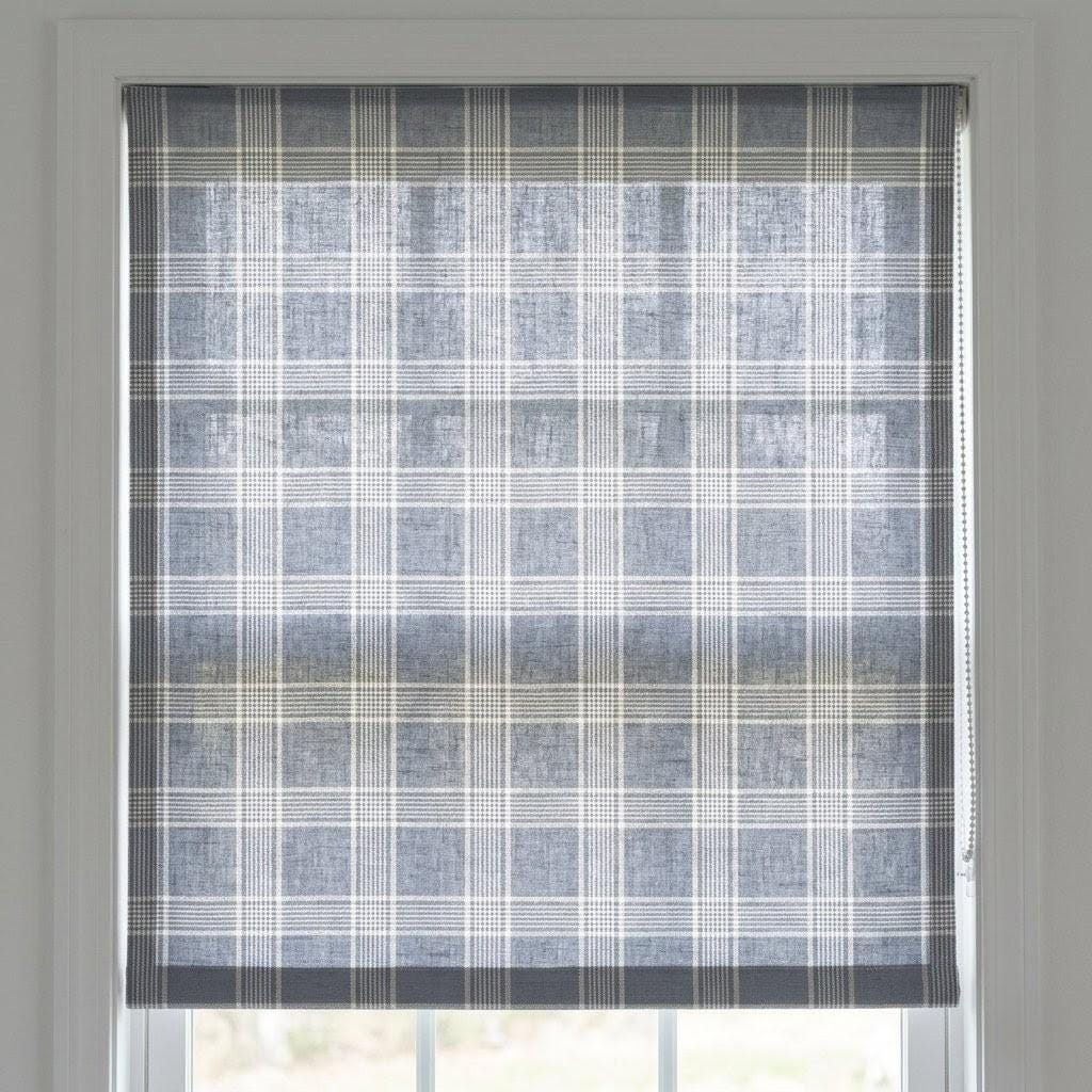 Dusty Blue Plaid Linen Roman Shade, Farmhouse Window Blind, OEKO-TEX — image 8