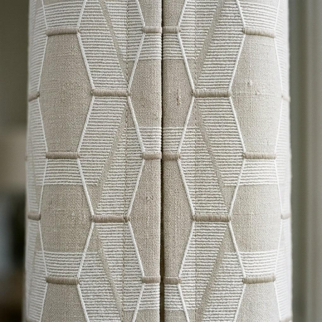 Embroidered Linen Curtains, Geometric Neutral Drapes, Custom Panels — image 10