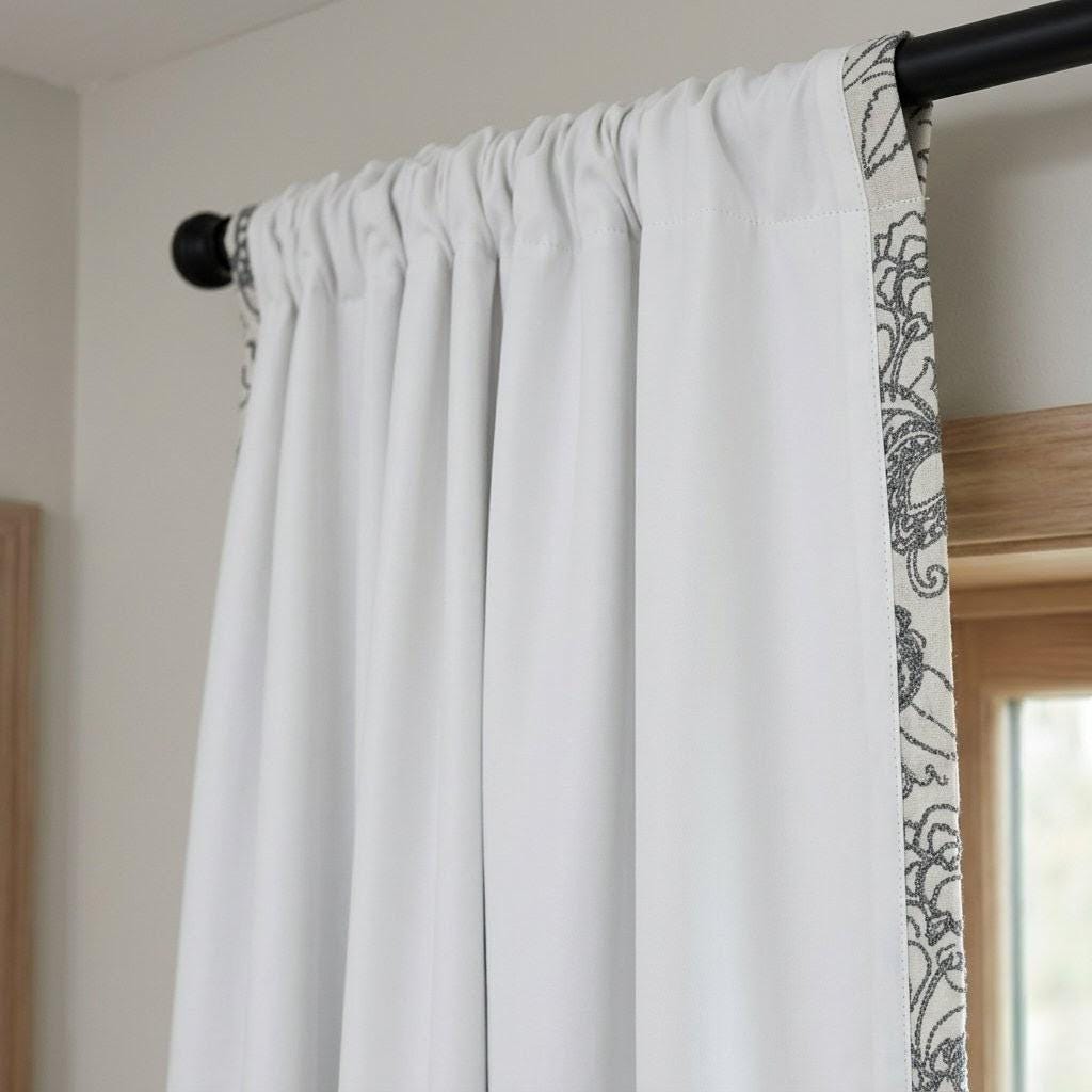 Charcoal Floral Embroidered Linen Curtains, Natural Oatmeal Botanical Panels — image 9
