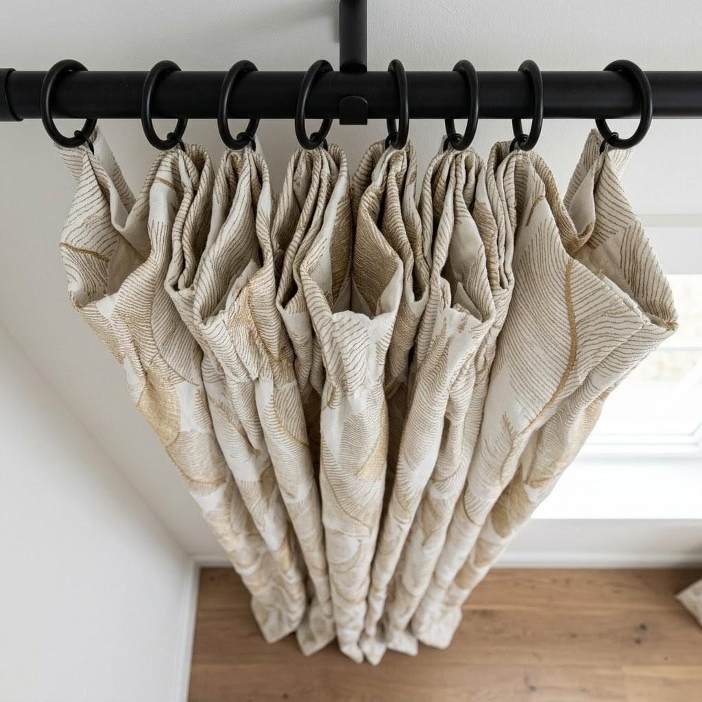 Ivory Flax Leaf Embroidered Linen Curtains, Botanical Custom Drapes, Sheer Privacy Blackout Curtain Panels — image 8