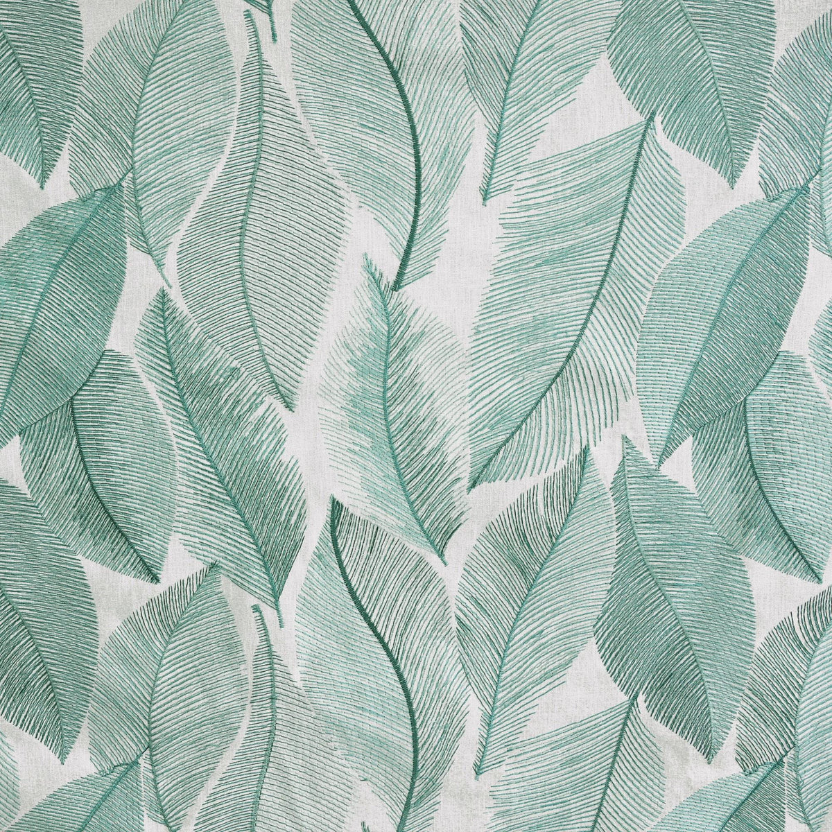 Teal Leaf Embroidered Linen Roman Shade, Custom Botanical Window Blind (Blackout Option) — image 8