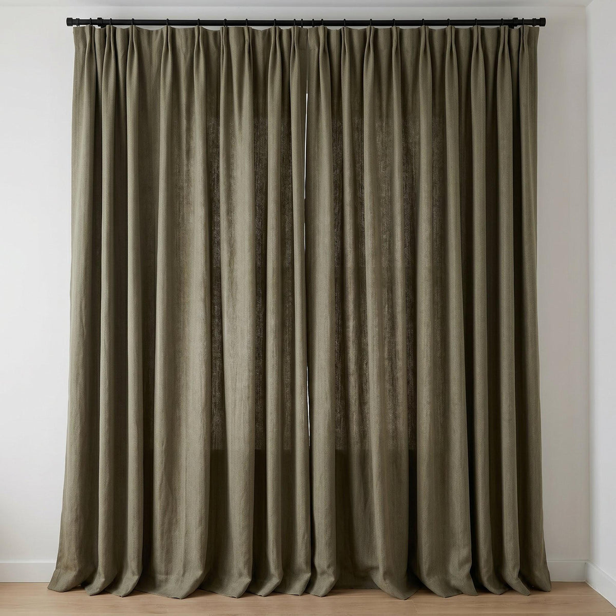 Sage Olive Herringbone Linen Curtains, Khaki Green Heavy Drapes, Rustic Farmhouse Custom Blackout or Cotton Lined — image 7